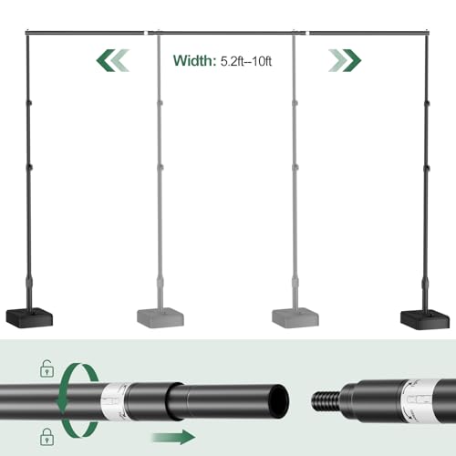 EMART Backdrop Stand with Heavy Duty Water Tank Base 7x10ft Adjustable Metal Photo Backdrop Stand Kit Pipe and Drape Square Background Frame for Birthday Party, Wedding Decorations, Studio Photography - size: 7x10ft
