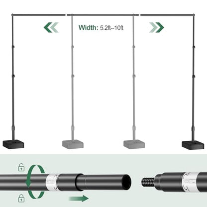 EMART Backdrop Stand with Heavy Duty Water Tank Base 7x10ft Adjustable Metal Photo Backdrop Stand Kit Pipe and Drape Square Background Frame for Birthday Party, Wedding Decorations, Studio Photography - size: 7x10ft