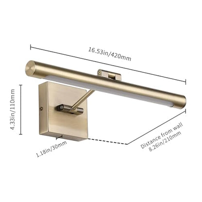 Joosenhouse LED Picture Lights for Paintings Bronze Finish 16.53" Long Swing Arm Display Wall Art Light 7W Gallery Hallway Lighting Over Pictures,Hardwired Connection 3000K - color: Antique Bronze, size: Non-Dimmable 16.53" Long
