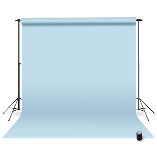 Denny Manufacturing - Seamless Paper Backdrop for Photography, Baby Blue Seamless Paper Roll - Light Blue (53 in x 36 ft) Includes Free Roll Black Gaffer Tape 2 in x 13 ft - color: Light Blue, size: 53 in x 36 ft