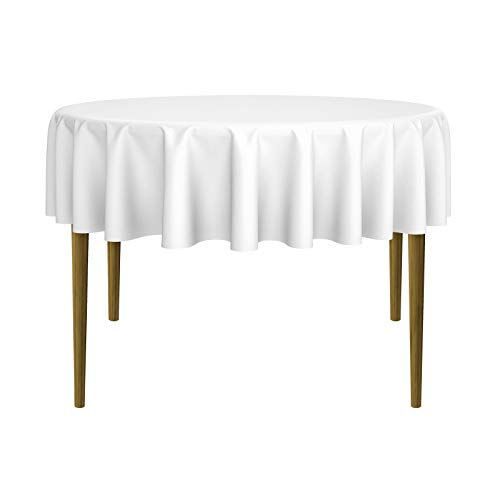 Lann's Linens - 70" Round Premium Tablecloth for Wedding/Banquet/Restaurant - Polyester Fabric Table Cloth - White - color: White, size: 70" (Round)