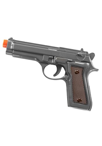 Silver Toy Gun Costume Accessory with Molded Details & Orange Safety Tip for Halloween Outfit Accessories & Play Standard