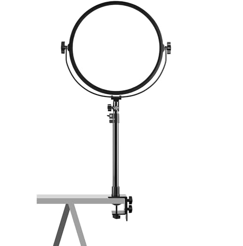 GVM Key Light, 14" LED Video Light with APP Control, Bi-Color Round Lighting, Ultra Thin 60W 3200-5600K Dimmable LED Soft Light with Table Stand for Gaming Studio YouTube Wedding Live Streaming
