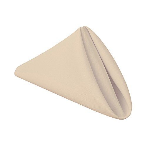 Gee Di Moda Cloth Napkins - 17 x 17 Inch Beige Dinner Napkins - Set of 12 Soft & Absorbent Washable Fabric Cloth Table Napkins with Hemmed Edges for Hotel Restaurant, Holiday Parties & Wedding - color: Beige