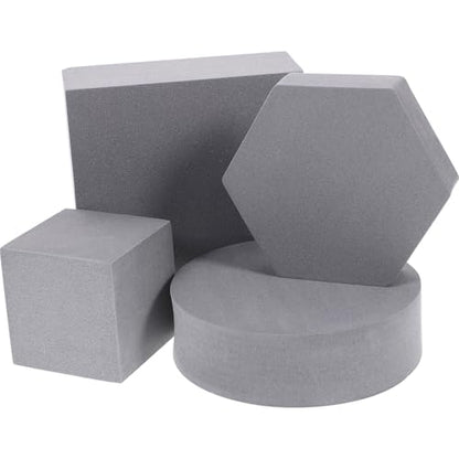 4Pcs Geometric Foam Cube Photo Props Set for Product Photography, Decorative Photo Background Blocks for Cosmetics and Makeup, Gray 3D Photography Studio Posing Accessories
