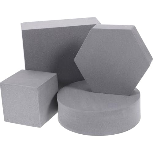 4Pcs Geometric Foam Cube Photo Props Set for Product Photography, Decorative Photo Background Blocks for Cosmetics and Makeup, Gray 3D Photography Studio Posing Accessories