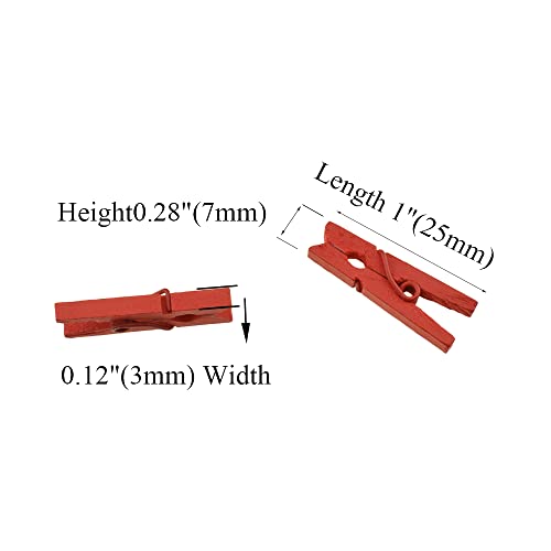 HAHIYO Red Wooden Clothes Pins Clothespins Mini Aviod Fall Apart 1 Inches Length 80 Pack Strong Springs No Rust No Discoloration for Laundry Bathroom DIY Craft Photos Food Opened Bags - size: Red 1 inches 80 Pack