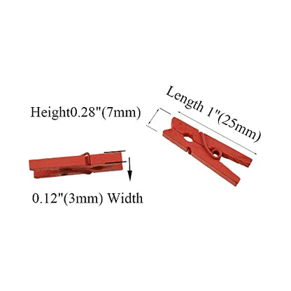 HAHIYO Red Wooden Clothes Pins Clothespins Mini Aviod Fall Apart 1 Inches Length 80 Pack Strong Springs No Rust No Discoloration for Laundry Bathroom DIY Craft Photos Food Opened Bags - size: Red 1 inches 80 Pack