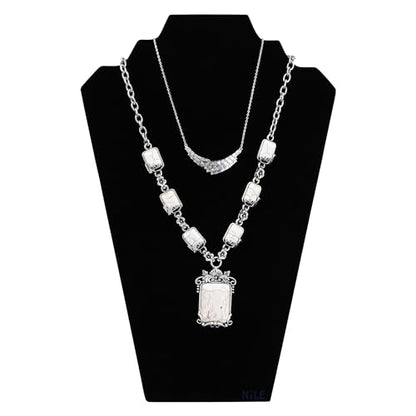 MOOCA 6 Pcs Velvet Covered MDF Wood with Cardboard Easel Multiple Necklace Display, 8 1/2 "W x 3" D x 12 1/2 "H Inches, Black Color - color: Black Velvet