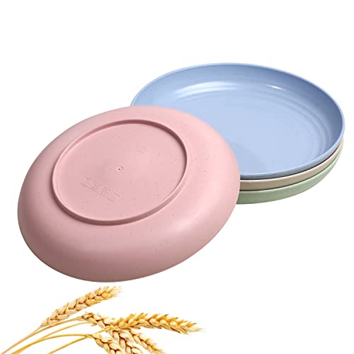 CAMBUY Wheat Straw Plates Lightweight Unbreakable Dinner Dishes Plates Set Dishwasher & Microwave Safe (Extra Large 4 Pack 10') - color: Extra Large Multicolour
