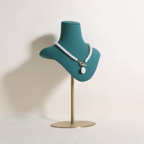Necklace holder bust for girls, Velvet hanging jewelry organizer, Small necklace mannequin, Metal necklace display stands for selling【Green-Medium】 - color: Green, size: Medium