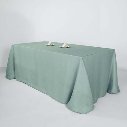 Efavormart 90x132 Dusty Blue Premium Faux Linen Rectangular Tablecloth | Wrinkle Free Tablecloth - color: Dusty Blue, size: 132" x 90" (Rectangular)