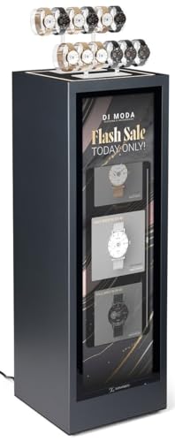 Displays2go Pedestal Display with Digital Sign with Rear Locking Storage Compartment (DF037NLB)