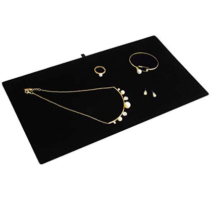MOOCA 6 Pcs Set Jewelry Display Tray Pad Jewelry Display Tray Insert Accessory for Jewelries, 14 W x 7 1/2 D in, Black Velvet