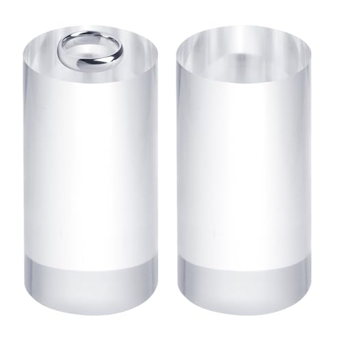 uxcell 2pcs Acrylic Cylinder Display Blocks, 40 x 80 mm/1.6" x 3.1" Clear Jewelry Display Base Polished Cube Riser Stand Display Holder Base for Ring Jewelry Cosmetics - size: 40 x 80mm