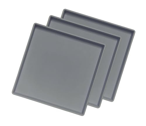 Small Square Tray (9 inch) 3 Pack, Durable Gray Tray for Desserts & Organization, Lightweight for Coffee, Drinks, Party, Seasoning, Perfume and Display. - color: Gray - 3 Tray, size: 9" x 9" x 0.8"
