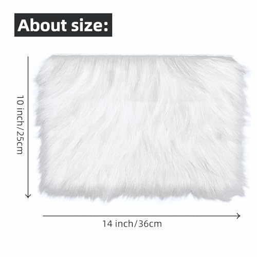 10 x 14 Inch White Rectangular Faux Fur Rug, Small Product Photo Background and Photography Props for Jewelry, Nail Art, Cosmetics, Home Decoration - color: White