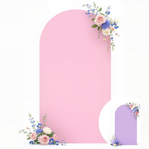 Wedding Arch Backdrop Cover, 6FT Purple Pink Arch Cover Stretchy Backdrops, Double-Sided Arch Stand Covers for Wedding Ceremony, Baby Shower, Birthday Party Decoration - color: Pink+Purple, size: 6FT