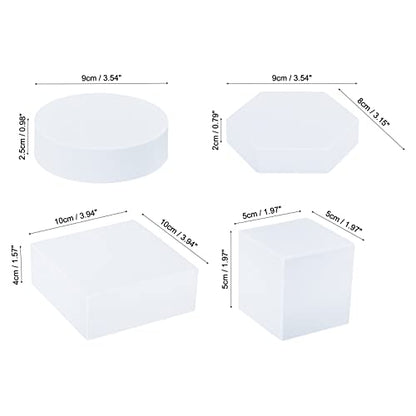PATIKIL Photography Background Props Set, Hard Foam Square Round Hexagon Photo Props Geometric Cube for Photo Shoot Makeup Tools, Perfume, Decoration, White