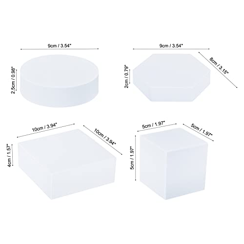 PATIKIL Photography Background Props Set, Hard Foam Square Round Hexagon Photo Props Geometric Cube for Photo Shoot Makeup Tools, Perfume, Decoration, White
