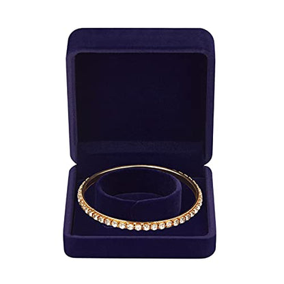 LETURE 4 Pieces Classic Velvet Bracelet Bangle Pendant Necklace Gift Box, Travel Jewelry Box Display Storage Case for Gift, Wedding, Engagement, Proposal, Birthday (4PCS Bracelet-BLUE) - color: 4PCS Bracelet-BLUE