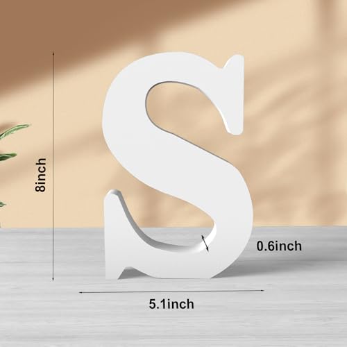 8 Inch White Wood Letters Unfinished Wood Letters for Wall Decor Decorative Standing Letters White Block Letters for wall Decoration for Craft Home Party Projects (S) - color: White-S, size: 8 inch