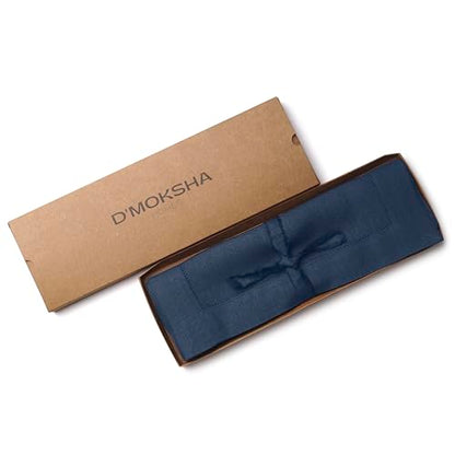D'Moksha Homes Linen Placemats Set of 4 - Classic Hemstitch Navy Blue Placemats 14 x 19 Inch - 100% Pure Linen Table Mats for Spring - Handcrafted and Machine Washable - color: 02 - Navy Blue