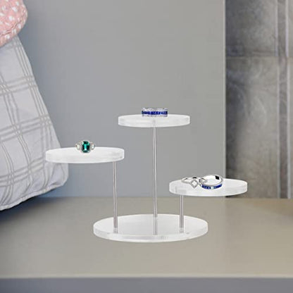 ULTECHNOVO Acrylic Display Stand 3X3 Inch Clear Riser for Home & Retail Showcase Compact Multi-Layer Display Shelf for Rings Necklaces Bracelets Watches