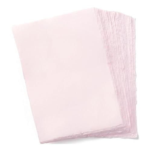 Wanderings Handmade Pink Deckle Edge Blank Paper - 4x6 - Pack of 50 - Watercolour/Mixed Media Paper - Save the Date Invitations Greeting Cards Notes DIY Arts Crafts - Thick 150 GSM - color: Pink, size: A6