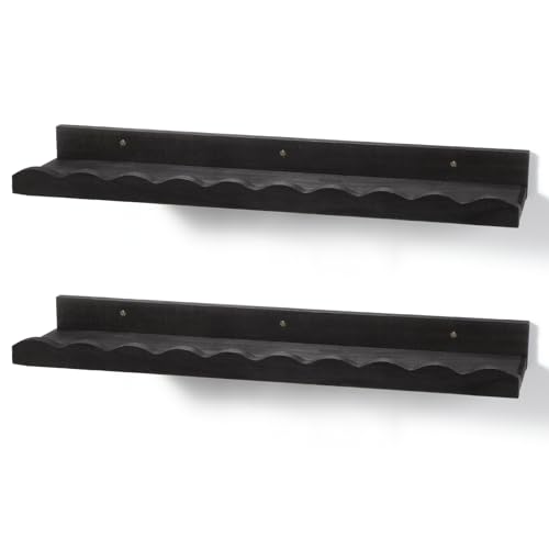 Suzile 2 Pcs Scalloped Shelves Wall Floating Shelves Set for Room, Bathroom, Bedroom, Cute Room Decor Aesthetic and Books, Toys, Photo Frames Storage(23",Black) - color: Black, size: 23"