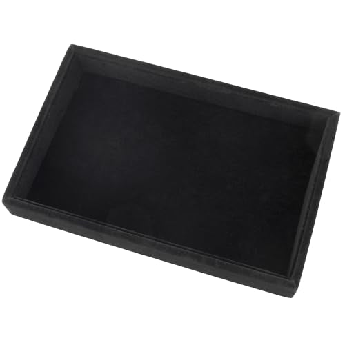 2 Pcs 9" x 5.7" Velvet Jewelry Tray Jewelry Display Tray, Stackable Empty Plate Trays for Earrings Necklaces Bracelet Rings Display Showcase - Black - color: Black, size: Flat Tray 9"x5.7"