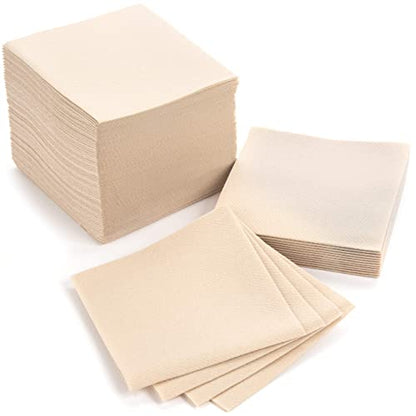 AMERICAN HOMESTEAD Sand Cocktail Napkins - Premium 4.75"x4.75" Disposable Linen-Like Beverage Napkins - Bulk Square Party Bar Serviettes for Weddings, Parties, Events, and Everyday Use - 100 Count - color: Sand, size: 4.75 x 4.75