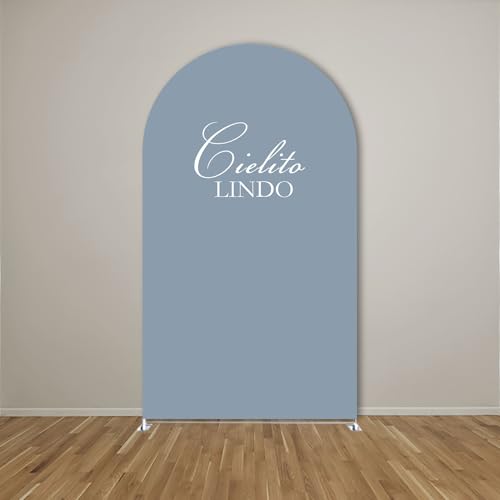 Arch Backdrop Cover Dusty Blue Mexican Fiesta Baptism Baby Shower Double-Sided Chiara Arch Spandex Fabric Cover for Wedding Parties Decorations (2.2x5ft Cover,g4046) - color: g4046, size: 2.2x5ft cover