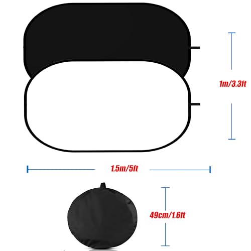 3.3x5ft/1x1.5m Chromakey Black White Backdrop with 6.23ft Stand, 2-in-1 Black Screen White Screen Collapsible Reversible Pop-Up Background Panel for Photography, Live Streaming, Video Shooting - color: Black/White