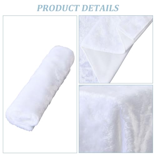 CREATCABIN White Small Fluffy Area Rug Small Product Photo Background Cloth Square Faux Fur Sheepskin Cushion Luxury Photo Props for Tabletop Photography Nail Art Jewelry Display Decor 20x20Inch