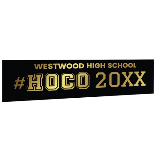 Andaz Press Large Custom Homecoming Decorations 2026, Personalized Homecoming Banner with Gold High School Name Colors, Customized HOCO Sign Banner, Adhesive Dots, HOCO Decorations 2026, 13x48 Inch - color: Custom High School HOCO Banner in Gold