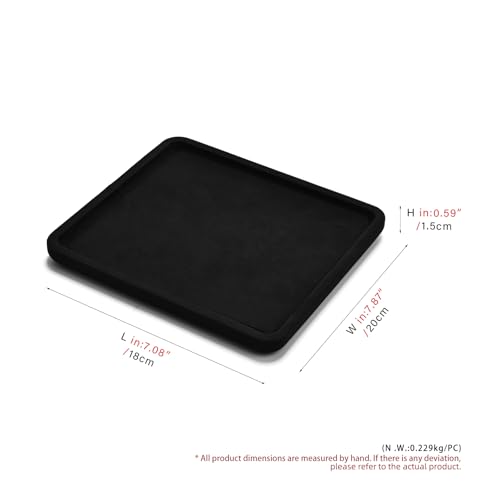 Microfiber Jewelry Display Flat Tray for Rings Earrings Necklace Bracelet, Jewelry Photograph Catchall Organizer Tray Dish (M, Black) - color: Black, size: 20 * 18 * 1.5cm