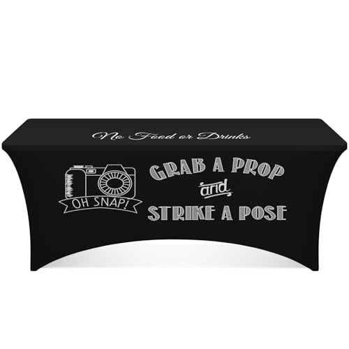 Oudain Photo Booth Table Cloth 6ft Graduation Photo Booth Props Birthday Class of 2026 Stretch Spandex Table Cover Photobooth Background Grad Party Decor for Graduation Wedding Disco New Year Event - color: Black, size: 11.8" x 7.9" (Rectangular), style: