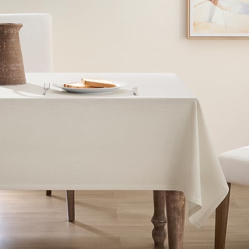 Beige Table Cloth for Rectangle 4 Foot Table 55 x 72 inch Neutral Colored Linen Rectangular Tablecloth Heavy Duty Wrinkle Resistant Rustic Farmhouse Oblong Tablecloth for Formal Dining Holiday Wedding - color: Beige, size: 55" x 72" (Rectangular)