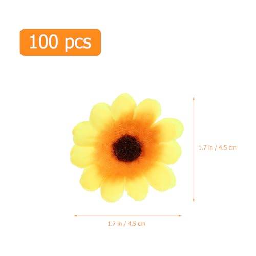 100 Pcs Artificial Sunflower Heads Faux Yellow Simulation Flowers Decorative Flower Prop for Home Décor Photography and Event Styling