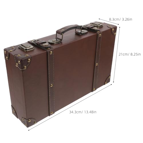 ULTECHNOVO Classic British Style Suitcase Vintage Trunk Storage Photo Leather Finish Multi-purpose Organizer