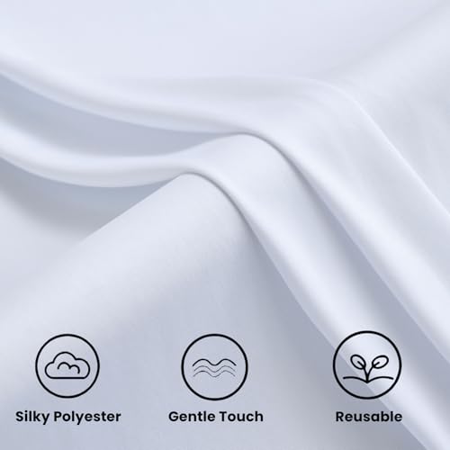 40FTx12FT White Wrinkle-Free Wedding Backdrop Curtain -Silky Washable White Polyester Drapes for Baby Showers, Birthday Parties, Photography, and Wedding Receptions-8 Panels 5FTx12FT - color: White, size: W5' X H12'(8 Panels)