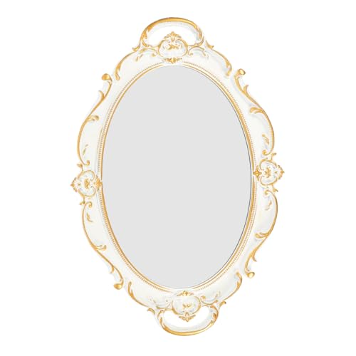 Cabilock Vintage White Mirror Tray Decorative Cosmetic Storage Tray Jewelry Display Dish Photo Prop for Vanity Table Home Décor and Desktop Organizer