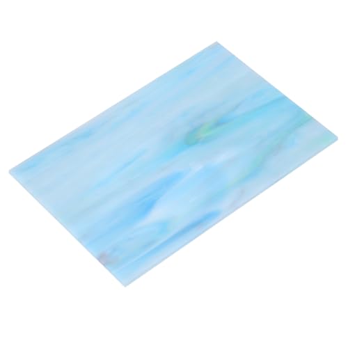 MECCANIXITY Stained Glass Sheet Mosaic Tile 7.9 Inch x 5.9 Inch Teal Stained Glass Sheets for Crafts DIY, Art Project - color: Teal