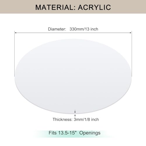 Lampshade Diffuser, 13" Diameter Round Diffuser Lamp Shade for Drum Style Lampshades Pendants Softening Light, DIY Light Fits 13.5-15" Openings, Frosted White Acrylic - size: 13"