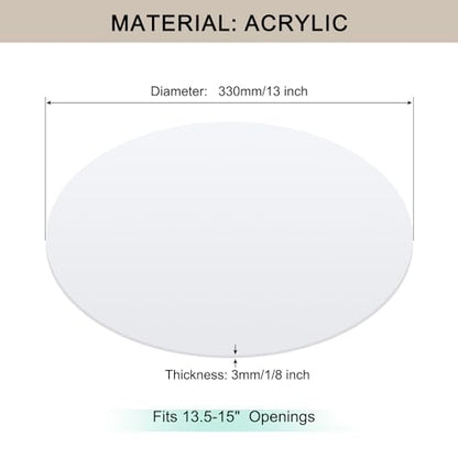 Lampshade Diffuser, 13" Diameter Round Diffuser Lamp Shade for Drum Style Lampshades Pendants Softening Light, DIY Light Fits 13.5-15" Openings, Frosted White Acrylic - size: 13"