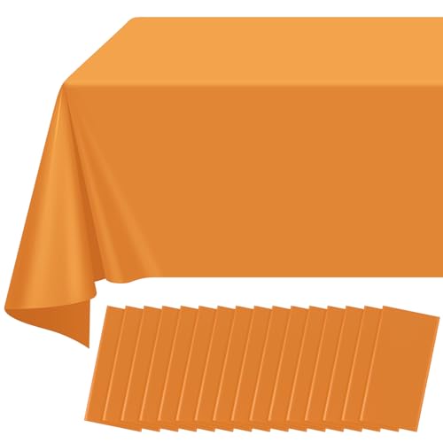 16 Pack Orange Plastic Tablecloth for Rectangle Tables, Premium Decorative Orange Disposable Table Cloths for Parties, Rectangle Party Table Cover for Birthday Fall Thanksgiving Graduation, 54x108Inch - color: Orange, size: 54"x108"-16 Pack