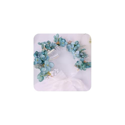 Adjustable Flower Crown Headband for Women - Floral Garland Hair Wreath with Crystal Accents Perfect for Weddings Flower Wands Photo Props (Dark Green Flower, Adjustable) - color: Dark Green Flower