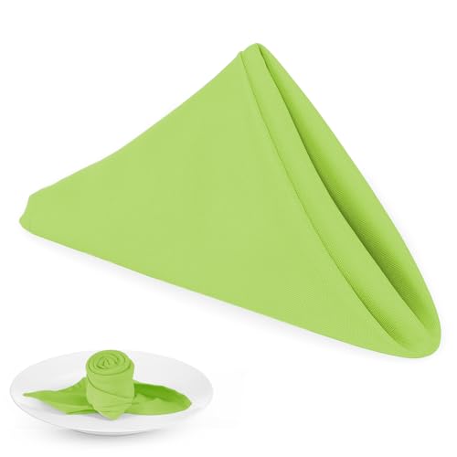 PLOYMONO Grass Green Heavy Duty Cloth Napkins - 17 x 17 Inch Solid Washable Polyester Dinner Napkins - Set of 8 Napkins with Hemmed Edges - Great for Weddings, Parties, Banquets Dinner & More - color: Grass Green