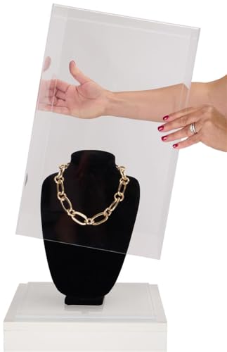 Displays2go Pedestal Display Stands with Contemporary Tiered Design and Recycled Acrylic Topper (PEDWDWH3)